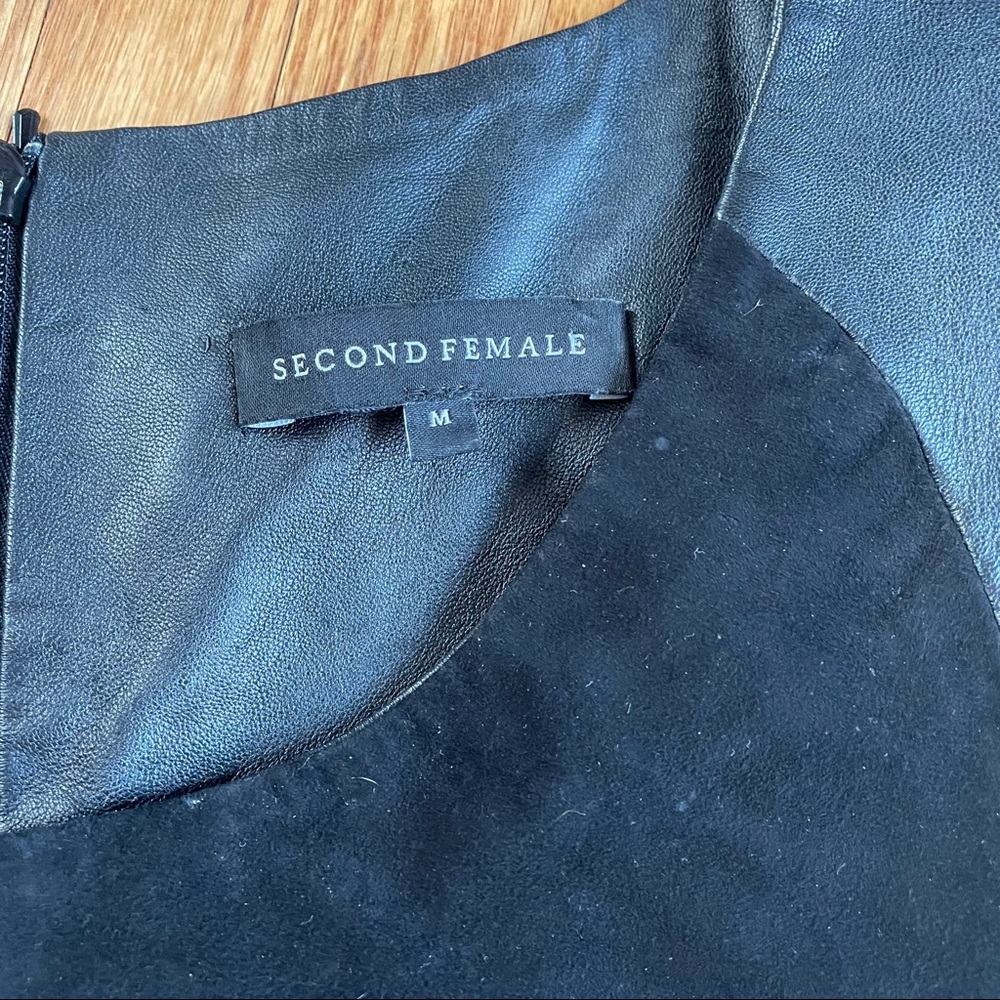 Second Female Black Leather Shift Dress Medium - Picture 2 of 4